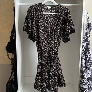 Max Studio black floral wrap dress size S